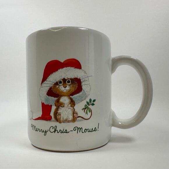 Hallmark Mugs Holly Days Merry Christmas Mouse Coffee Cup Japan 1983 12 oz VTG - Picture 6 of 10
